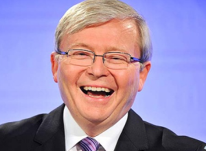 Kevin Rudd laughs