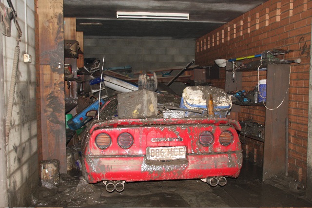 John Abbot's corvette which was submerged in the Brisbane flooding of January 2011.
